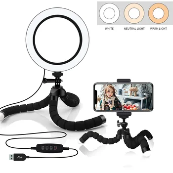 

Led Ring Light Octopus Portable Flexible Tripod Stand Holder with Cell Phone Holder Compatible with All Smart Phone for Selfie