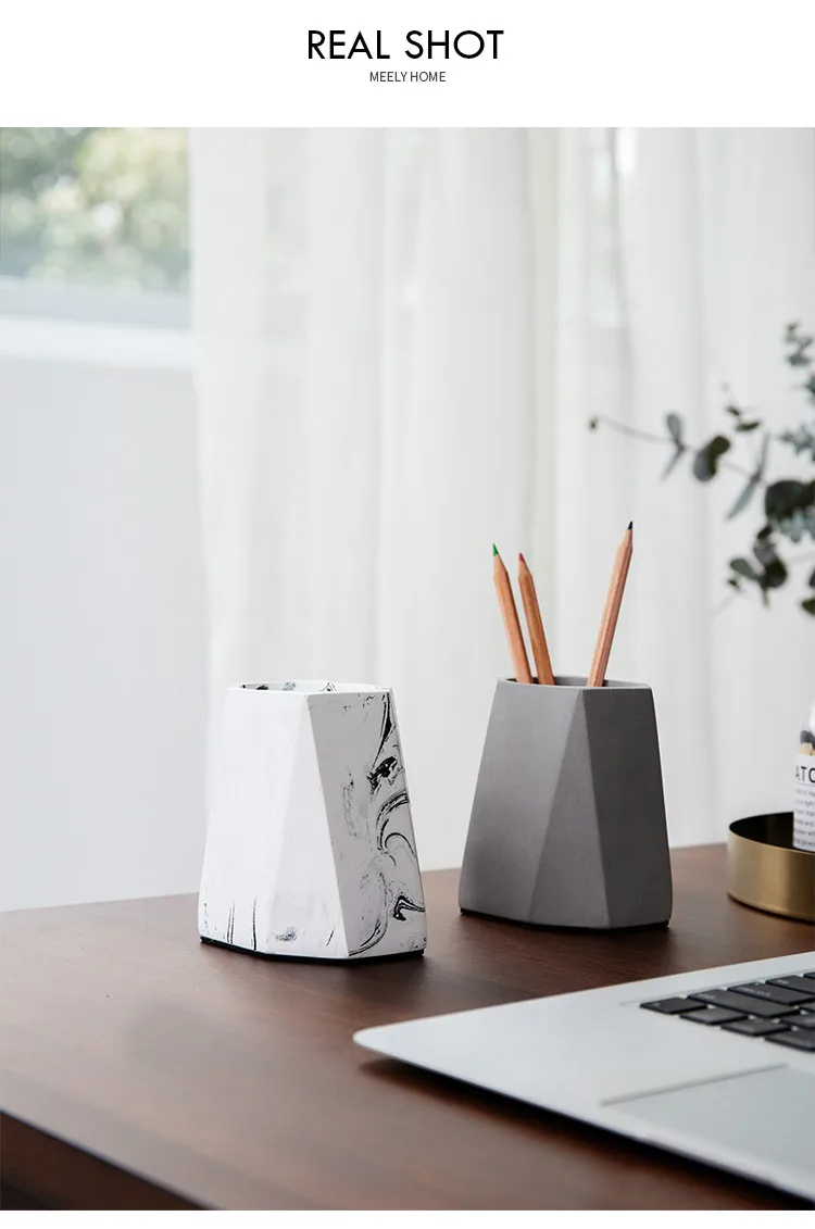 Nordic Стиль Мрамор 3d-ручка держатель карандаш футляр для макияжных кистей креативный ящик для хранения Офис стол украшения подарков канцелярских принадлежностей