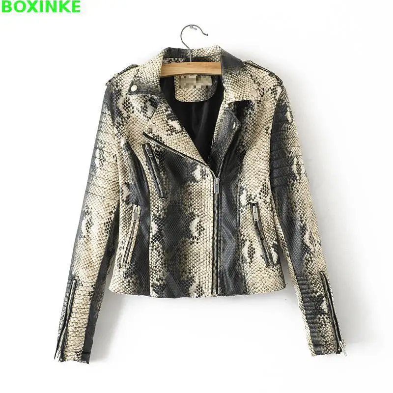 

2019 Zipper Rivet Promotion Jaqueta De Couro Feminino Feminina Euro-american Women's Multi-zippered Locomotive Leather Jacket