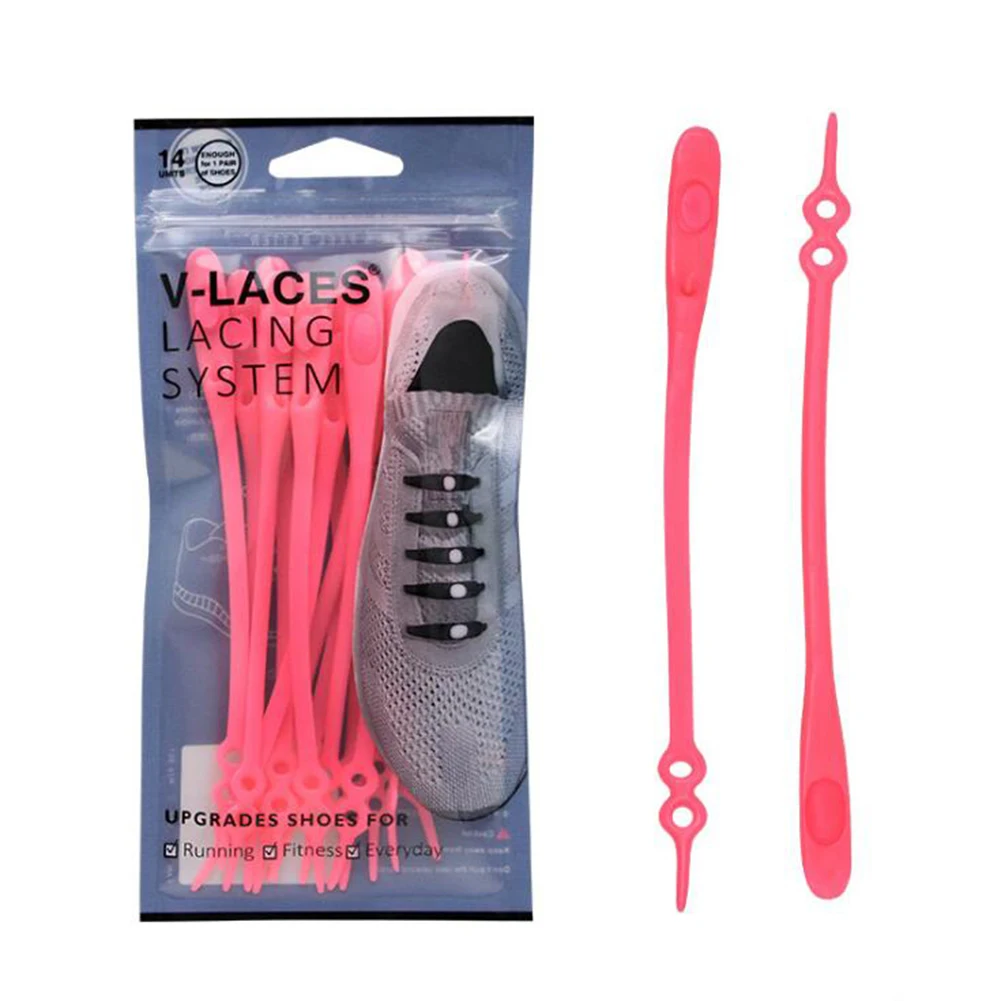14 Pcs Rose Новые 14 шт./упак. Водонепроницаемый силиконовые шнурки спортивные туфли аксессуары круглые эластичные шнурки без завязок; спортивные шнурки - Цвет: 14 Pcs Rose