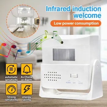 

New Excellent 75-95DB Wireless Door Bell Welcome Alarm Ring Chime Motion Sensor Detector for Shop Home Store 8.1x8.6x4.3cm