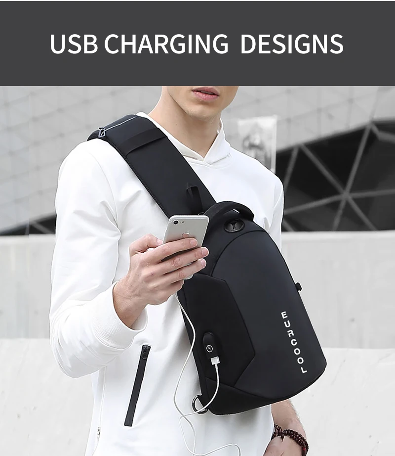 Многофункциональные сумки через плечо для мужчин, зарядка через usb, нагрудный пакет, короткие походные мессенджеры, нагрудная сумка, водоотталкивающая сумка на плечо, Мужская n1825
