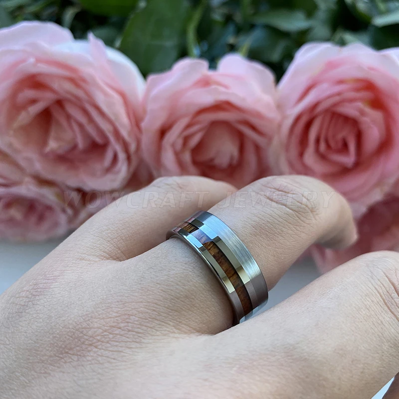 Кольцо из карбида вольфрама с деревянной вставкой 8 мм|Обручальные кольца| |