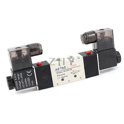 

4V220-08 5 Ports 2 Positions Electromagnetic Air Solenoid Valve AC220V 6VA