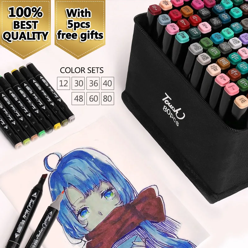 Drawing Art Marker Alcohol Based Dual Tips Various Professional Color Marker Pen Sets for Choice rs id5 0 5m 17t dual drive extruder gea kit ddb great diy player can be use for ender 3 cr10 tevo tornado various great works