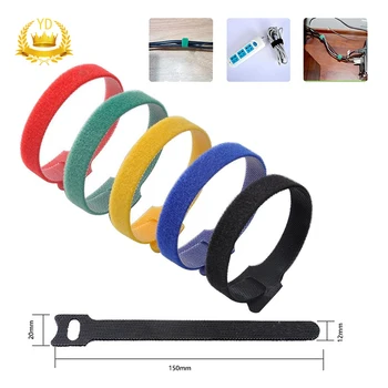 

100Pcs Color Velcro Ties Reusable Velcro Ties Velcro Nylon Ties For PC TV USB Network Cable YDHS