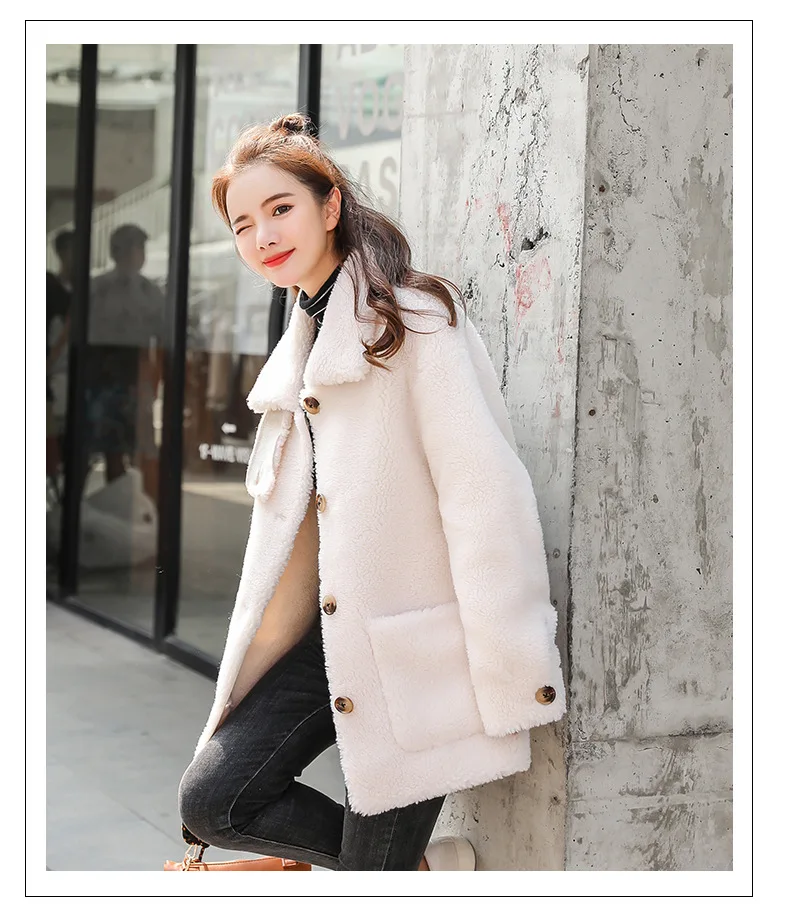 Женское меховое пальто, зима, новое корейское пальто, Свободное пальто из овечьей кожи, короткое пальто, пальто из искусственного меха, плюшевая куртка, пальто для женщин, зимнее