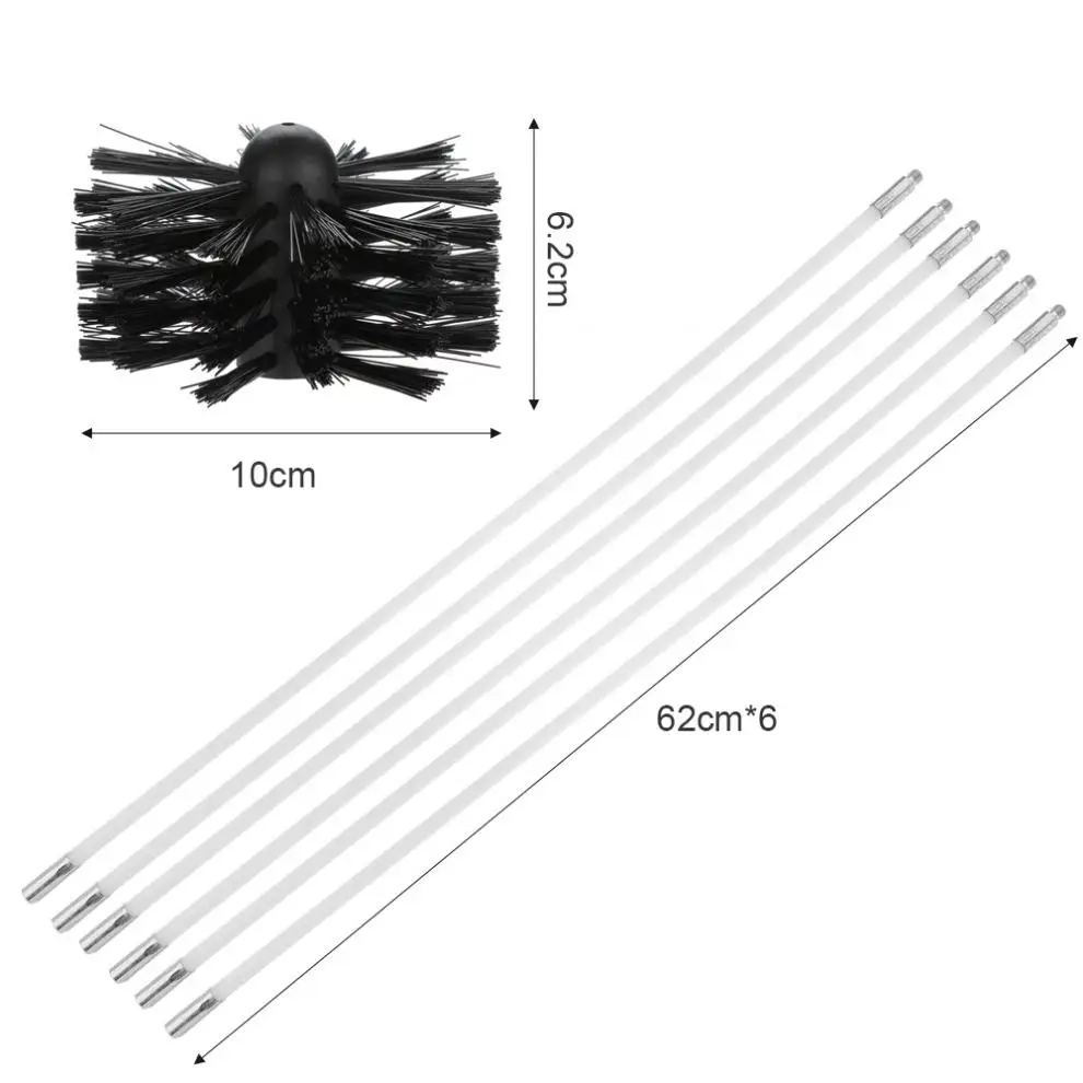 7pcs/lot of Flexible Chimney Brush Drying Tube Inner Wall Cleaning Brush with Six Poles and Brush Head