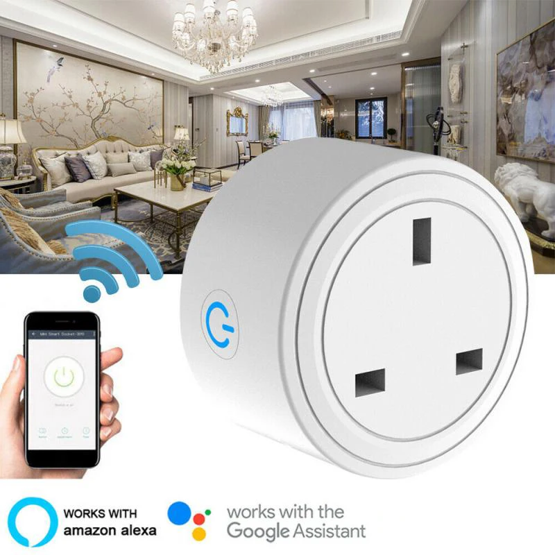 Умная розетка Tuya 16 А с мониторингом энергии Wi Fi совместима приложением Alexa Echo Google