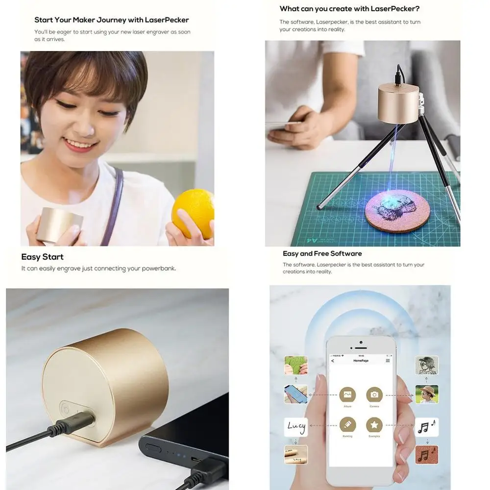

Luxury Models 3D Printer Laser Engraver Portable Mini Laser Engraving Machine Pecker Desktop Etcher Cutter Wood Router Machine