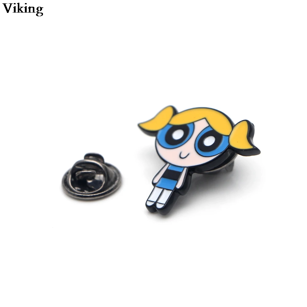 Значки для девочек Powerpuff, эмалированные Броши из сплава металла, прищепки, заколки для воротника, Милые Броши для женщин, девочек G0514