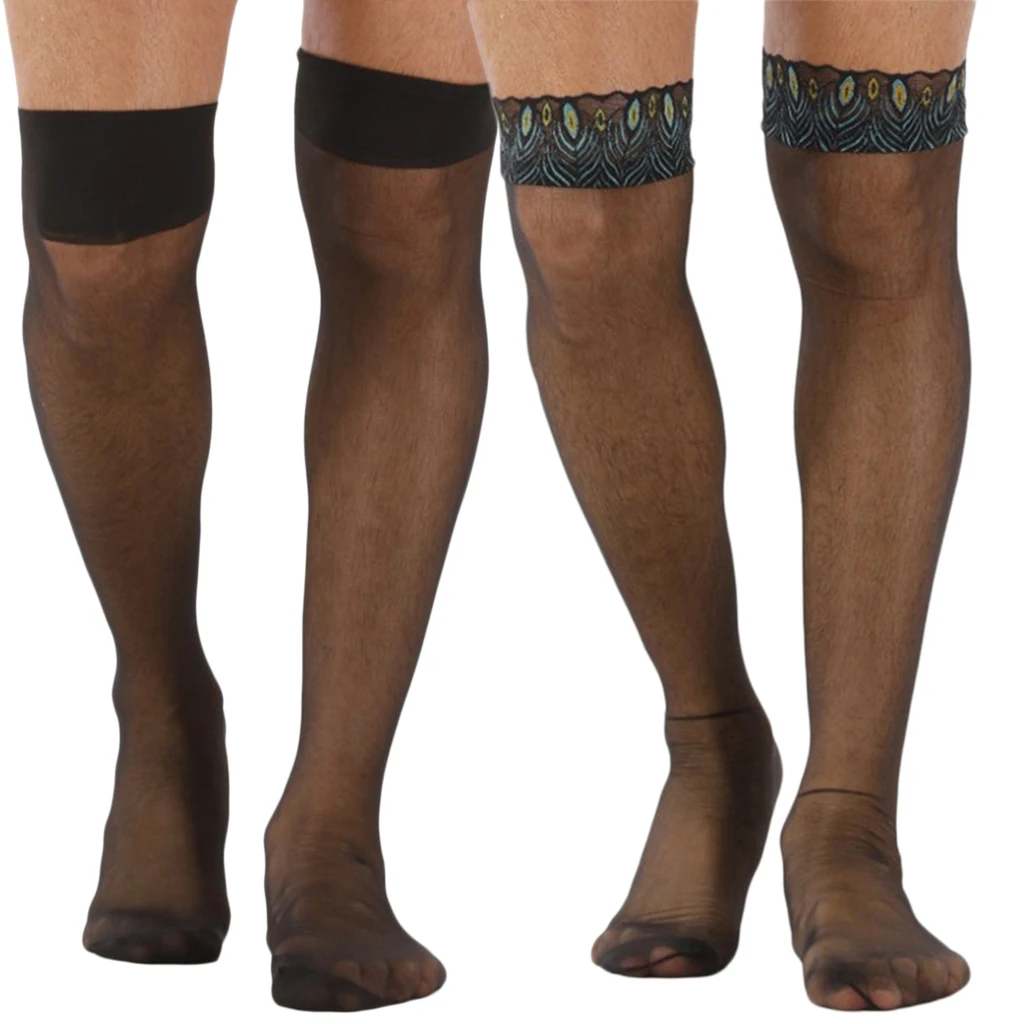 

2pcs Men's Knee High Socks Pantyhose Fishnet Stockings Costume