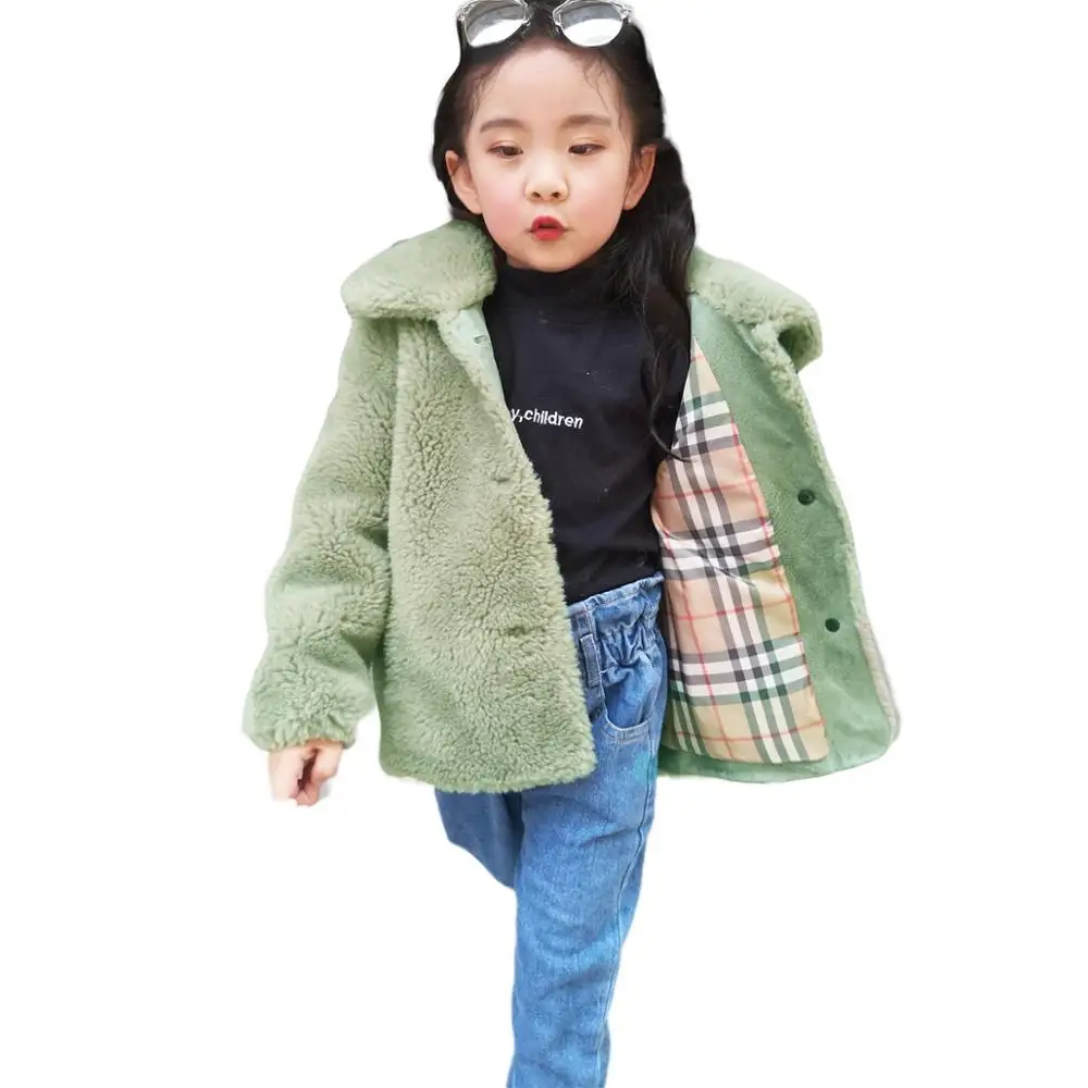 

Children's granules wool fur coat in the big boy girl baby sheep fur coat real woolen coat winter warm new products