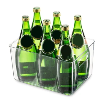 

4Pcs Clear Pantry Organizer Bins Household Plastic Food Storage Basket with Cutout Handles for Kitchen, Countertops