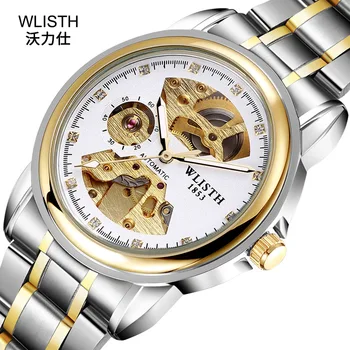 

Reprinted Fashion Hollow Men's Watch Waterproof Luminous Leather Belt Transparent Automatic Analog Watch Men's Watch