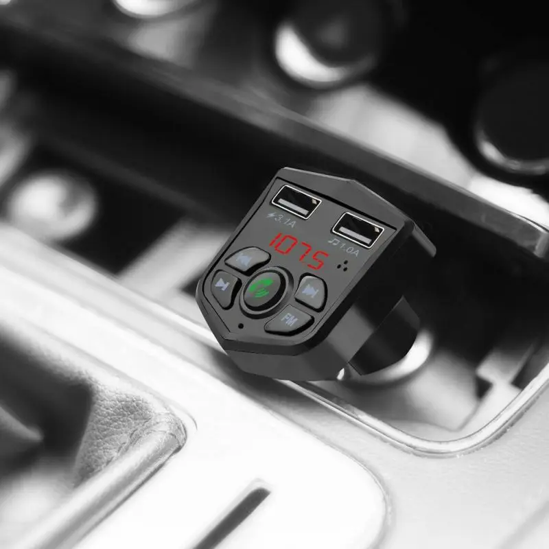 Автомобильная Беспроводная гарнитура Bluetooth 5,0 напряжение Цифровой дисплей Авто fm-передатчик Hands-free Dual 2 USB зарядное устройство для телефона MP3-плеер