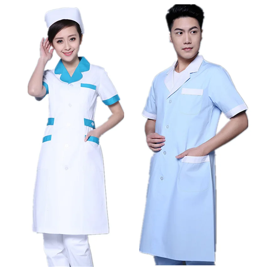 Женщина белый синий медсестры больница госпиталь Униформа красота Salo клиника Рабочая одежда полный/короткий рукав скраб лабораторное