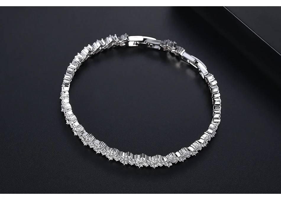 LUOTEEMI очаровательный европейский дизайн высокое качество прозрачный AAA кубический цирконий браслет браслеты для женщин Свадебные геометрические модные ювелирные изделия