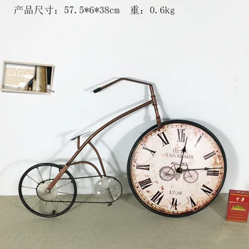 

American Retro Industry Creative 3D Metal Bike Hanging Wall Alarm Clock Iron Bicycle Decorative Craft Clocks Home Detor