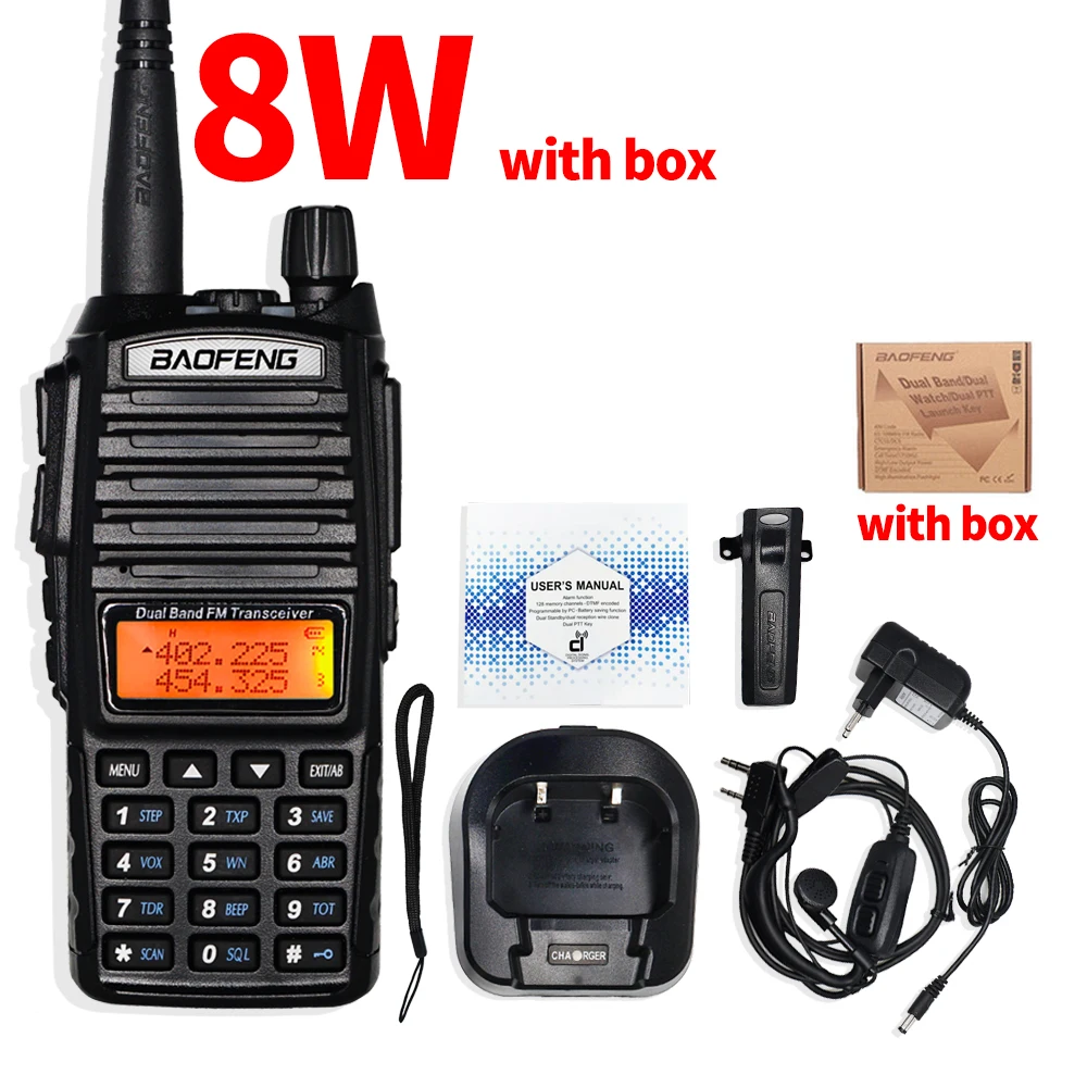 High Power 8W Baofeng UV-82 Walkie Talkie UV82 Dual Band VHF/UHF FM Transceiver 10KM Long Range Hunting Two Way Ham CB Radio long range walkie talkies 1000 miles Walkie Talkie