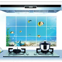 Бытовые настенные Стикеры для кухни подводный мир маслостойкие наклейки Толстая кухонная плита плитка маслостойкая клейкая бумага 30