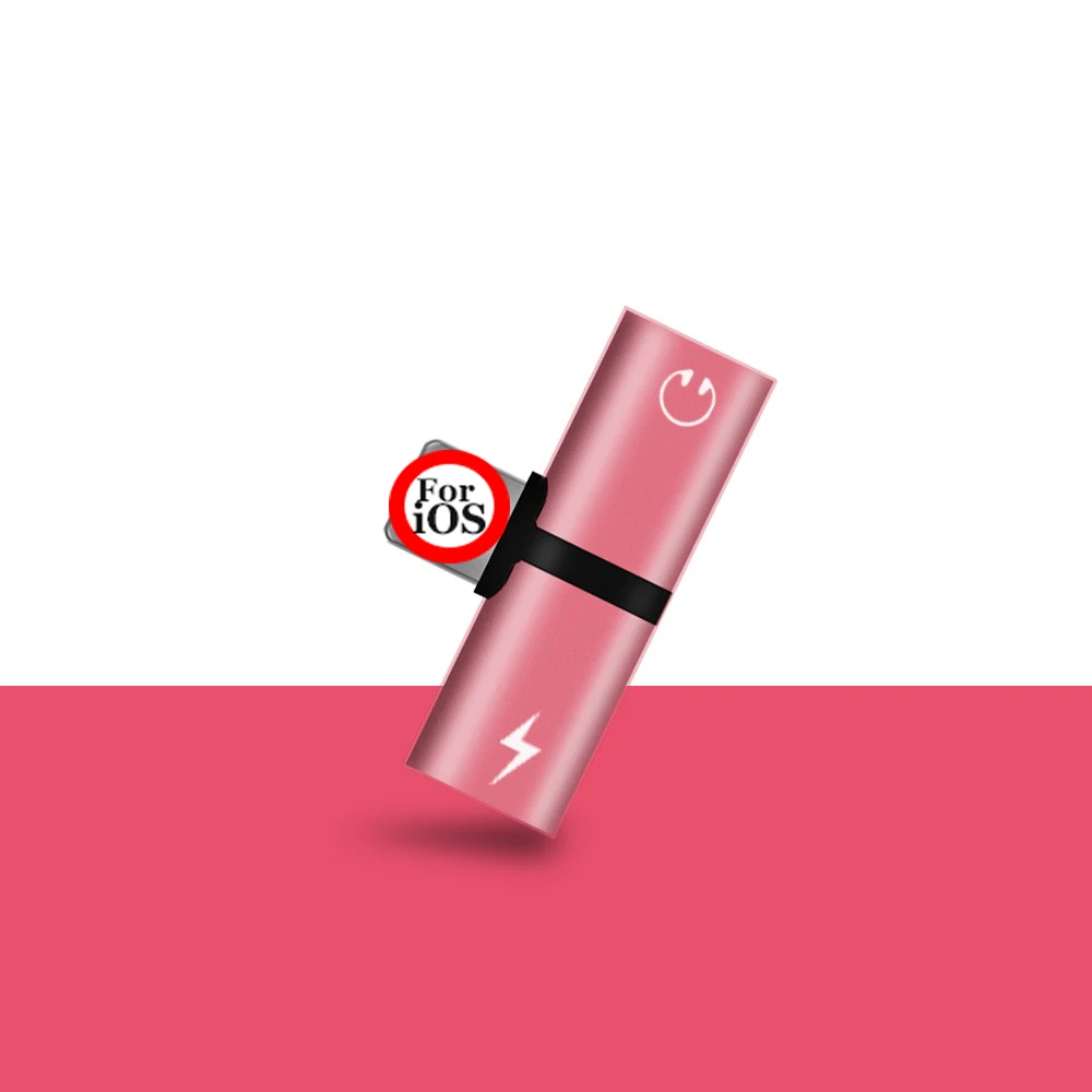 Pink Разъем для наушников, разъем AUX, конвертер для Apple, для iOS, аудио, двойной, 2 в 1, зарядный адаптер для iPhone XR XS Max - Цвет: Pink