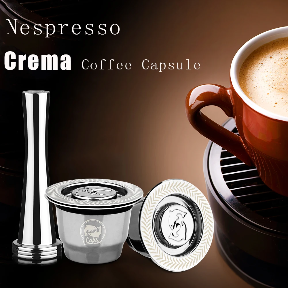 

iCafilas Crema Coffee Capsule for Nespresso Mahicne Stainless Steel Refillable Reusable Coffee Filter Cups Espresso pod Milk DIY