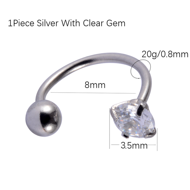 6/8mm Stainless Steel Zircon Cz Hoop Tragus Cartilage Helix Stud Earring Conch Rook Daith Lobe Ear Screw Piercing Jewelry