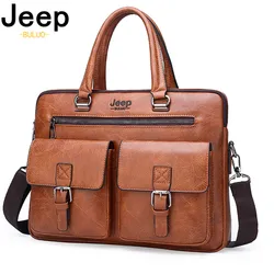 JEEP BULUO Briefcase Bags For Men Business Fashion Office Work Handbags Famous Brand New Design Men's Briefcase 14' Laptop Bag