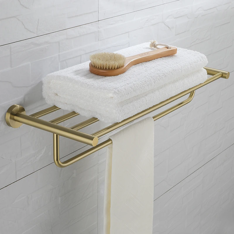 Luxury Polished Gold Bath Hardware Set Wall Mounted Towel Holder Rack