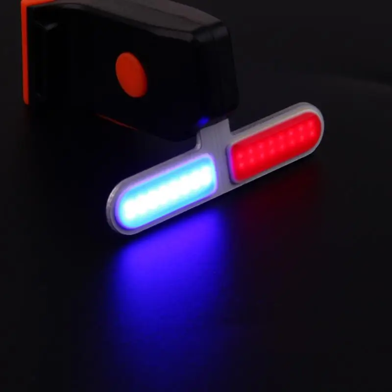 Cycling Lights Police LED Red Blue Light Flash Warning Mode Taillight USB Rechargeable Bicycle Safety Reat Tail Lamp Bike Lights