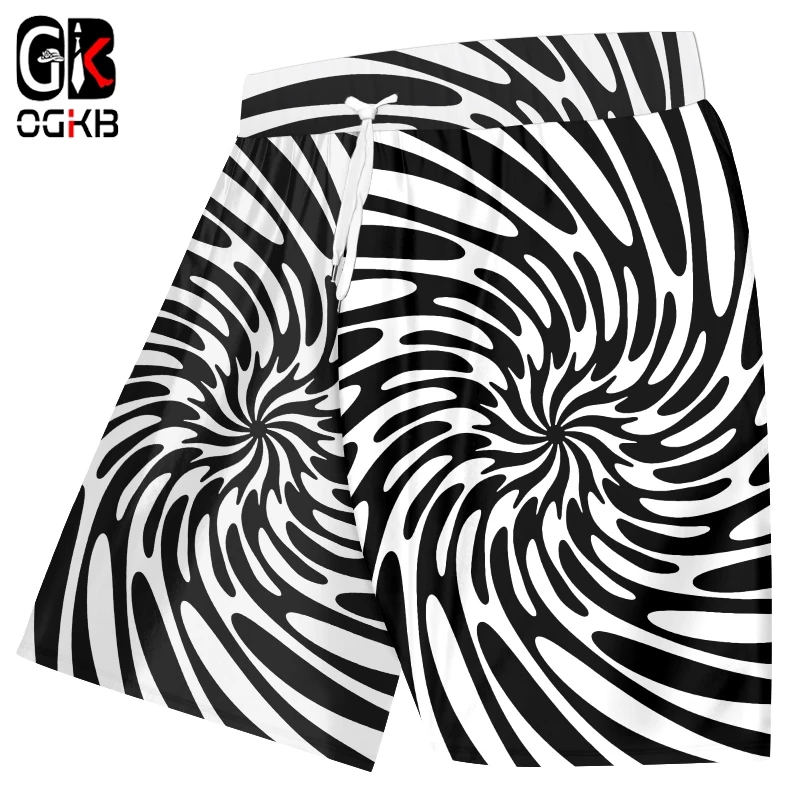 OGKB, летние пляжные шорты, Новинка Harajuku, мужские шорты в черно-белую полоску с принтом зебры, 3D шорты для бодибилдинга, фитнеса, повседневные шорты
