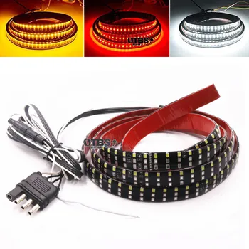 

60" Two row Triple Row LED Tailgate Light Bar with Solid Amber Turn Signal, Red Brake/Running, White Reverse Lights