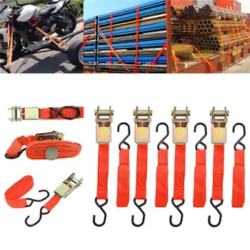 

Heavy Duty Ratchet Tie-Down Strap with Double J Hooks Ratchet Tensioning Strap Cargo Strap for Goods Bundle and Trailer Self-Res