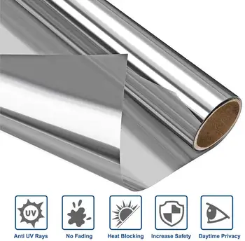

55cmx4m Heat Blocking Window Film Kit Anti-UV Film Tint Reflective Adhesive One Way Film for Home and Office Sun Reduction