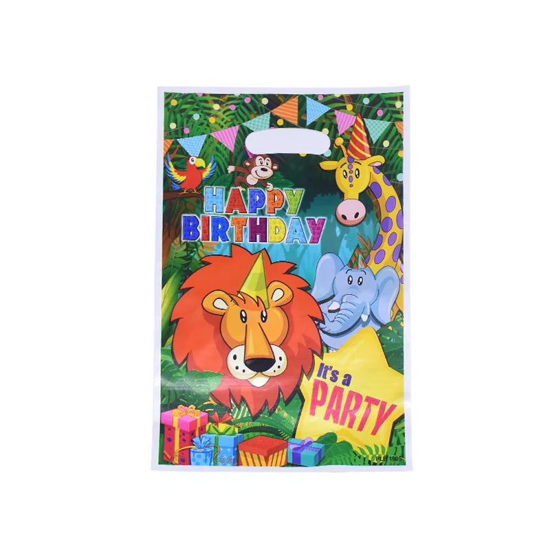 10pcs candy bags Джунгли вечерние одноразовые столовые приборы Джунгли животных одноразовые тарелки/чашки/салфетки Дети День рождения принадлежности сафари зоо Декор - Цвет: 10pcs candy bags