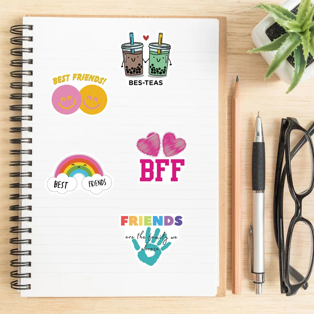 10/50PCS Cartoon Friendship Stickers Car Bike Travel Luggage Guitar Laptop Waterproof DIY Funny Stickers