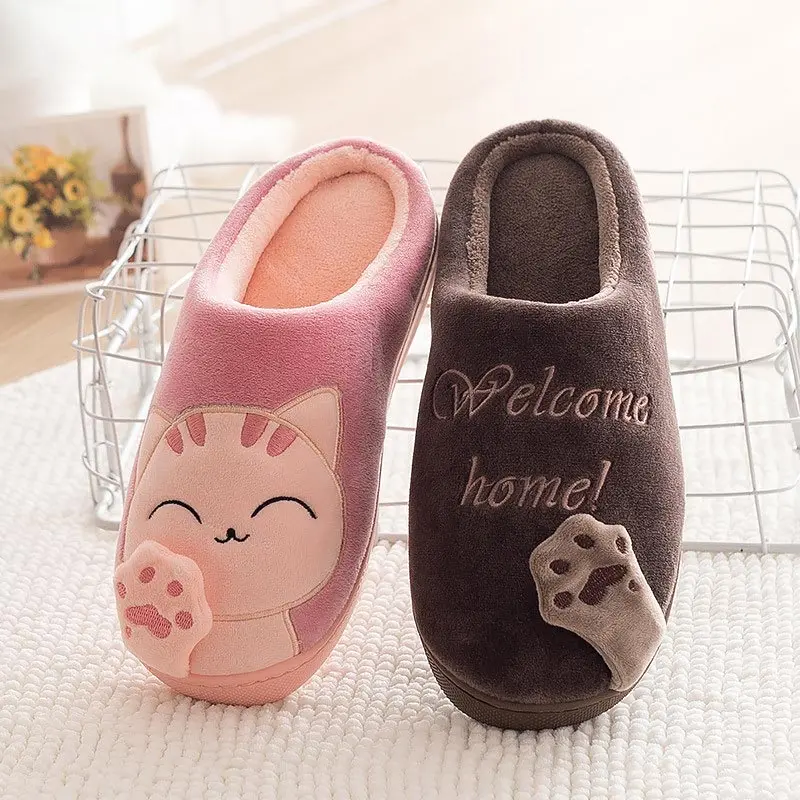 

Women Slippers 2019 Warm Winter Shoes Woman Cartoon Home Slides Slip on Rabbit Pattern Home Slippers Women Flip Flops
