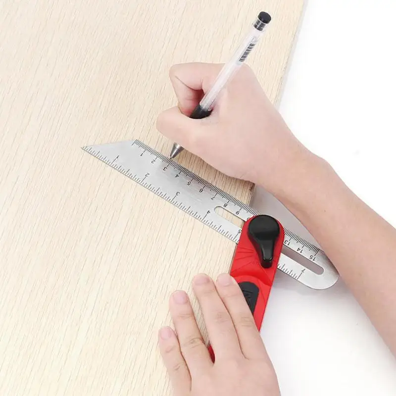 Woodworking Measurement Ruler Durable Locking Clasp Inch/Centimeter T Shape Gauge Mark Line Carpenter Measuring Tools