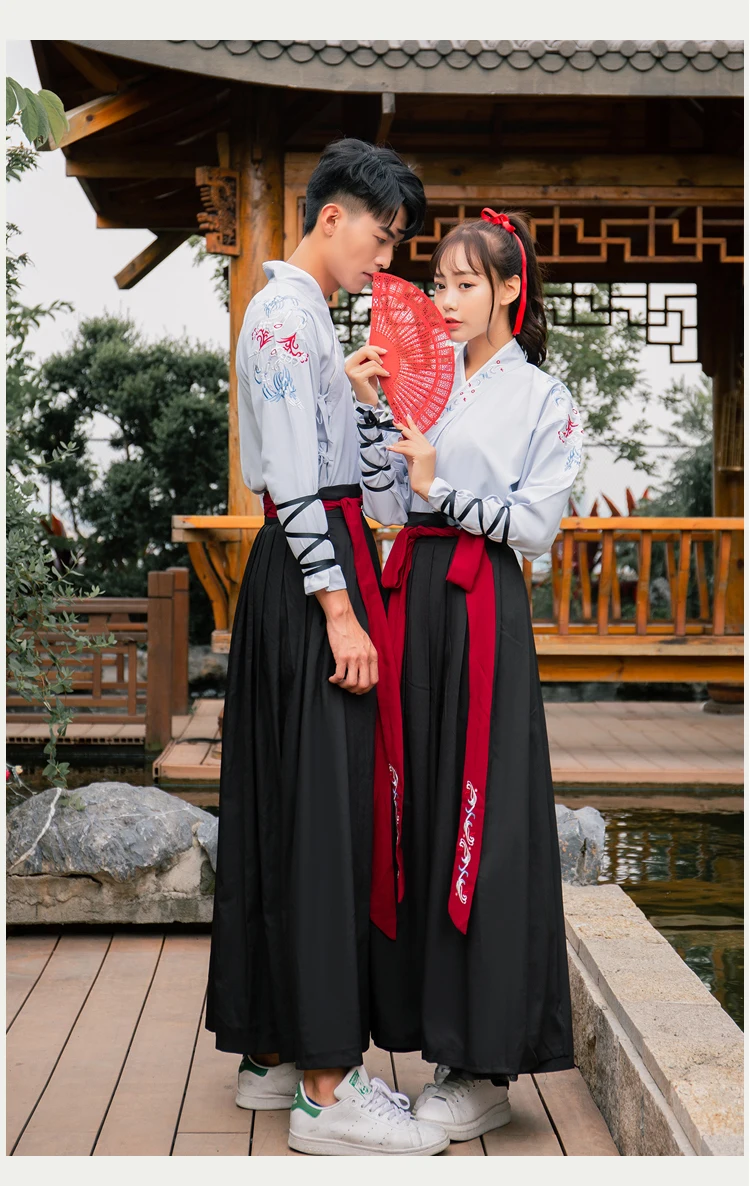 Унисекс Традиционный китайский Hanfu одежда Цин Тан Костюм Древний фестивальный костюм для выступлений костюмы женский костюм для народных танцев DL4184