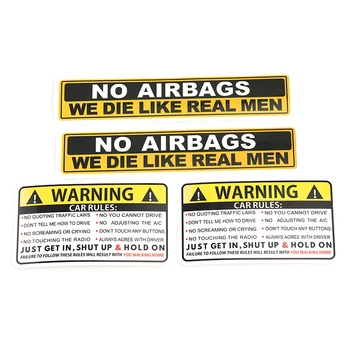 

Car Sticker Decal Safety Warning Rules Decal PVC Car Stickers Auto NO AIRBAGS WE DIE LIKE REAL MEN for BMW Audi Honda Toyota KIA