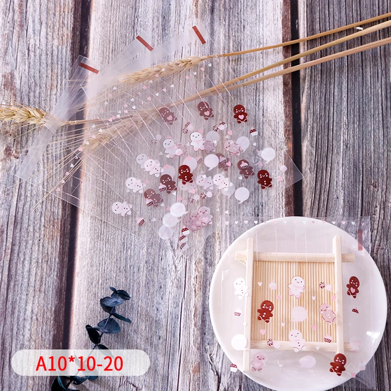 50/100pcs Love line Snowman Doll Decor Cellophane Self Stick Gift Bag Transparent Candy Soap Cookie Birthday Party Supplies Wrap | Дом и сад