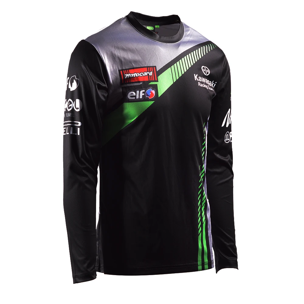 Motorcycle Long Sleeve T-shirt for Kawasaki Team Racing Wear Black Team Racing Jersey