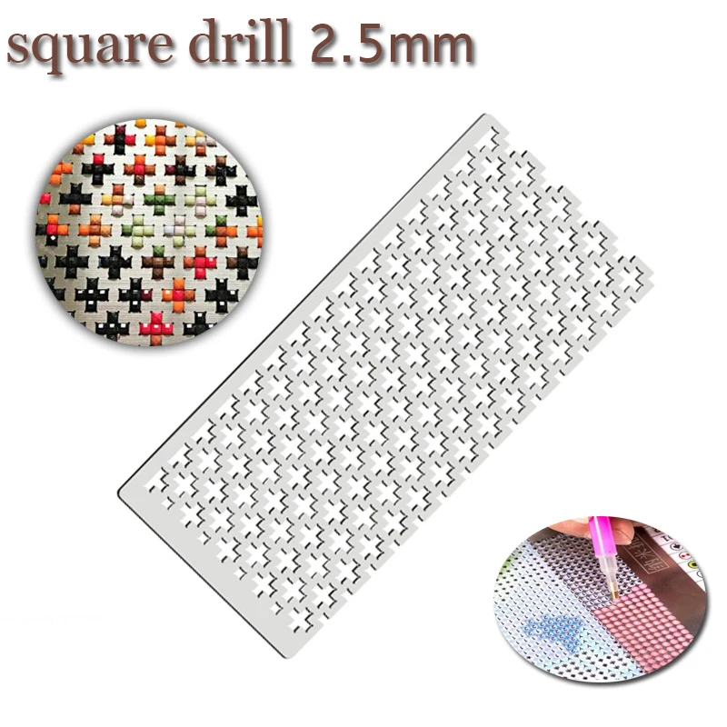 

DIY Square Diamond Painting tools holes Ruler Dot Diamond Embroidery Accessories Round Drill Mesh Ruler Stainless Steel Ruler