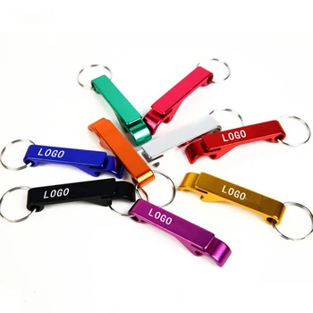 

200pcs Portable Bottle Opener 4 in 1 Opener with Keyring Keychain Metal Beer Bar Tools Customize Logo Gift