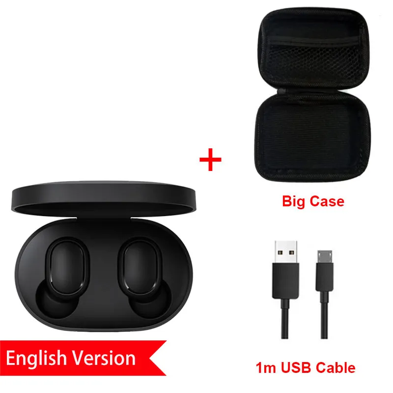 EN Big Case C Xiaomi Redmi Airdots наушники Bluetooth 5,0 Беспроводная гарнитура с шумоподавлением с микрофоном ушные крючки Наушники управление AI - Цвет: EN Big Case C