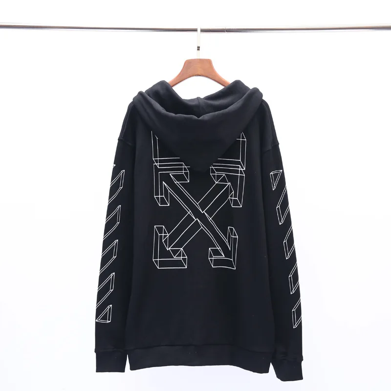 OFF-WHITE OW Высококачественный Свободный свитшот на молнии с капюшоном пальто махровая ткань толстовка