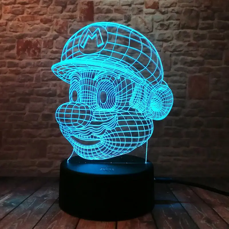 Прекрасный 3D иллюзия Светодиодная лампа красочный сенсорный настольный ночник Super Mario Bros фигурка модель игрушки для детей
