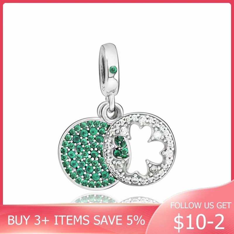 Классические бусины шармы Счастливый четырехлистный клевер подходят для оригинальных браслетов Pandora