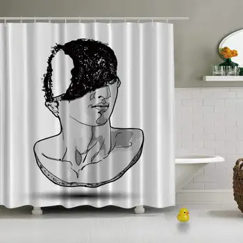

Vector Hand Drawn Classical Sculpture Vector Modern Shower Curtain for Hotel,72''L x 72''W